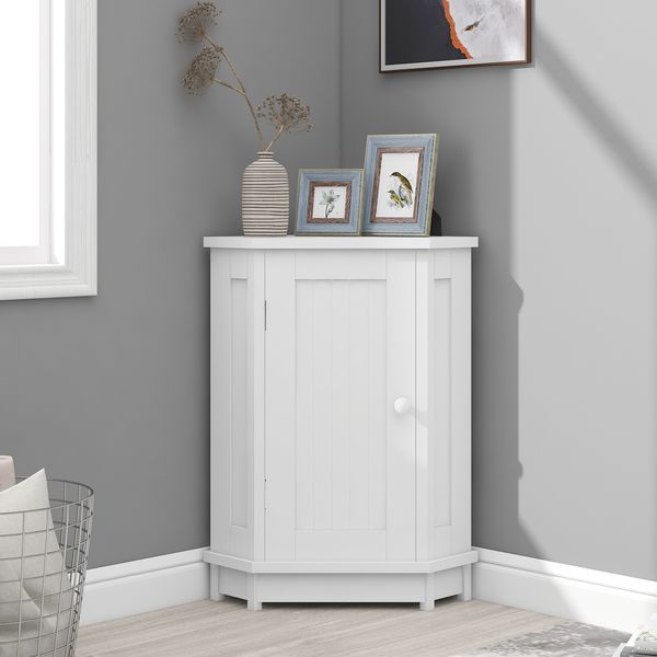 Bathroom Cabinet Triangle Corner Storage Cabinet With Adjustable Shelf Modern Style MDF Board_voghion.com