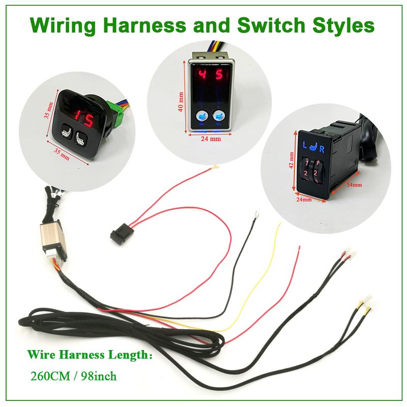 Kit de chauffage universel intégré pour siège auto 100 W, compatible avec 2 sièges 48 x 28 cm, coussins chauffants en fibre de carbone 12 V avec interrupteur à 5 niveaux_voghion.com