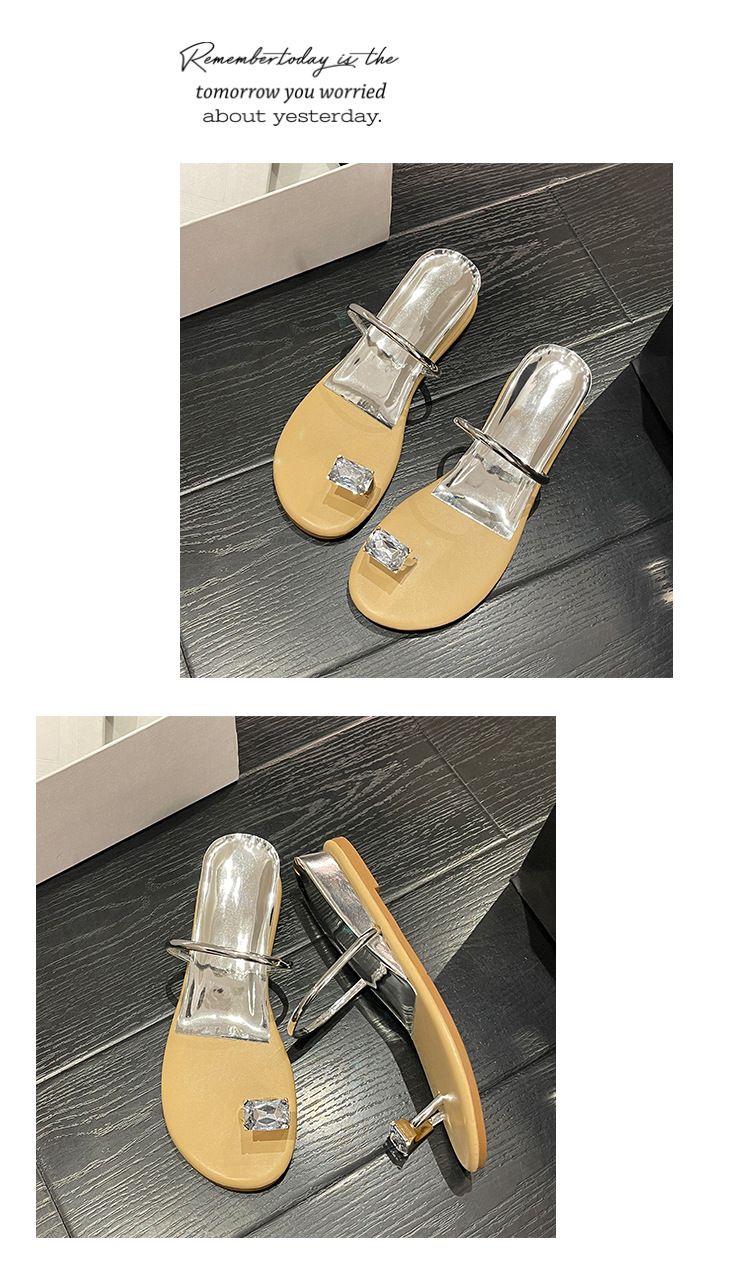 A Pigeon Egg Big Sister Same Style Rhinestone Outer Wear Thong Sandals Flat Bottom Inner Heightened Wedge Heel Beach Sandals For Women_voghion.com