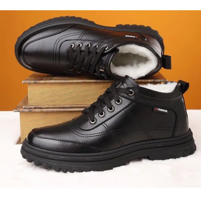 2024 Winter New Men's Fashionable Casual Velvet Warm Soft Soled Leather Shoes_voghion.com