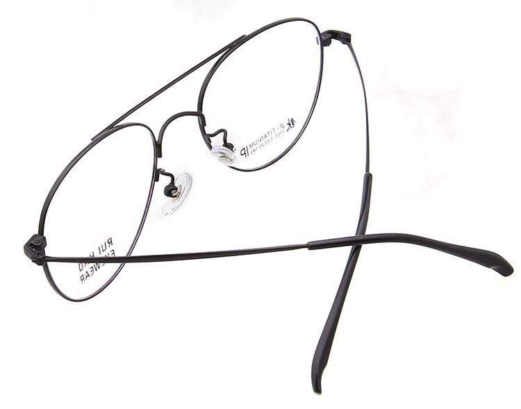Lunettes de vue à la mode personnalisées Double Deam Lunettes de vue Remplissage de monture Lentilles optiques Lunettes en titane Myopie Hypermétropie_voghion.com