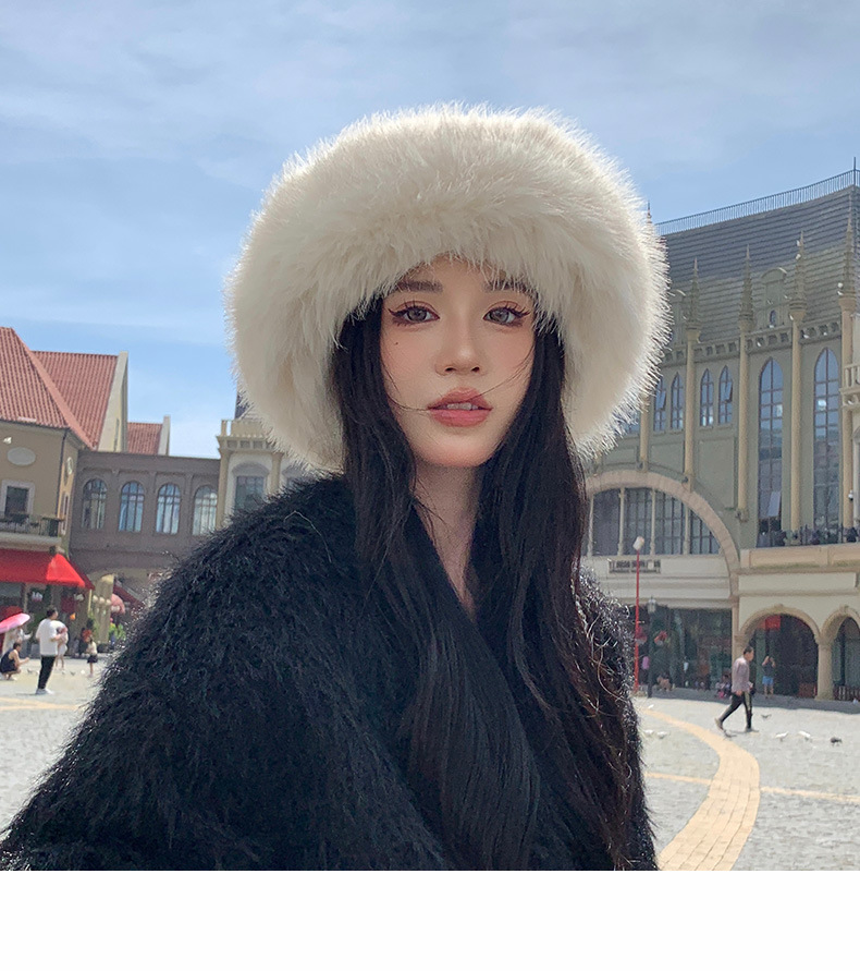 Fury Ženska zimska pašnica z gostimi lasmi Diak Starodavni stil, odporen proti vetru in topel plišast ribiški klobuk_voghion.com