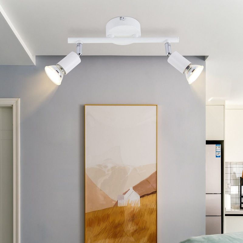 Glitzerlife LED Deckenleuchte GU10 Weiß - Moderne Deckenlampe 2 Flammig Deckenspots Wand Modern Deckenstrahler Für Wohnzimmerlampe Schlafzimmer Badezimmer Küche_voghion.com
