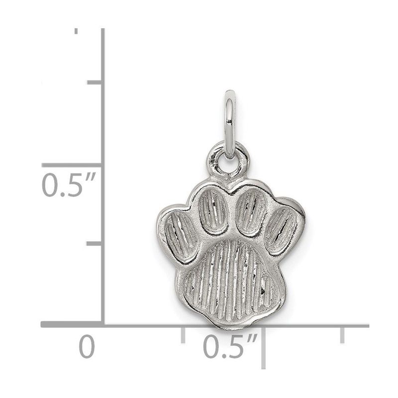 Sterling Silver Polished And Textured Paw Print Charm_voghion.com