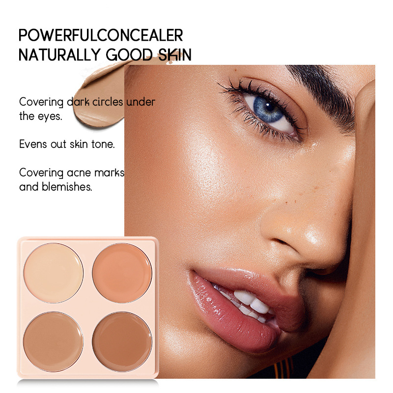USHAS Concealer Black Eye Circle Lasting Nicht klebender Puder-Concealer 4-Farben-Grundierungs-Make-up_voghion.com