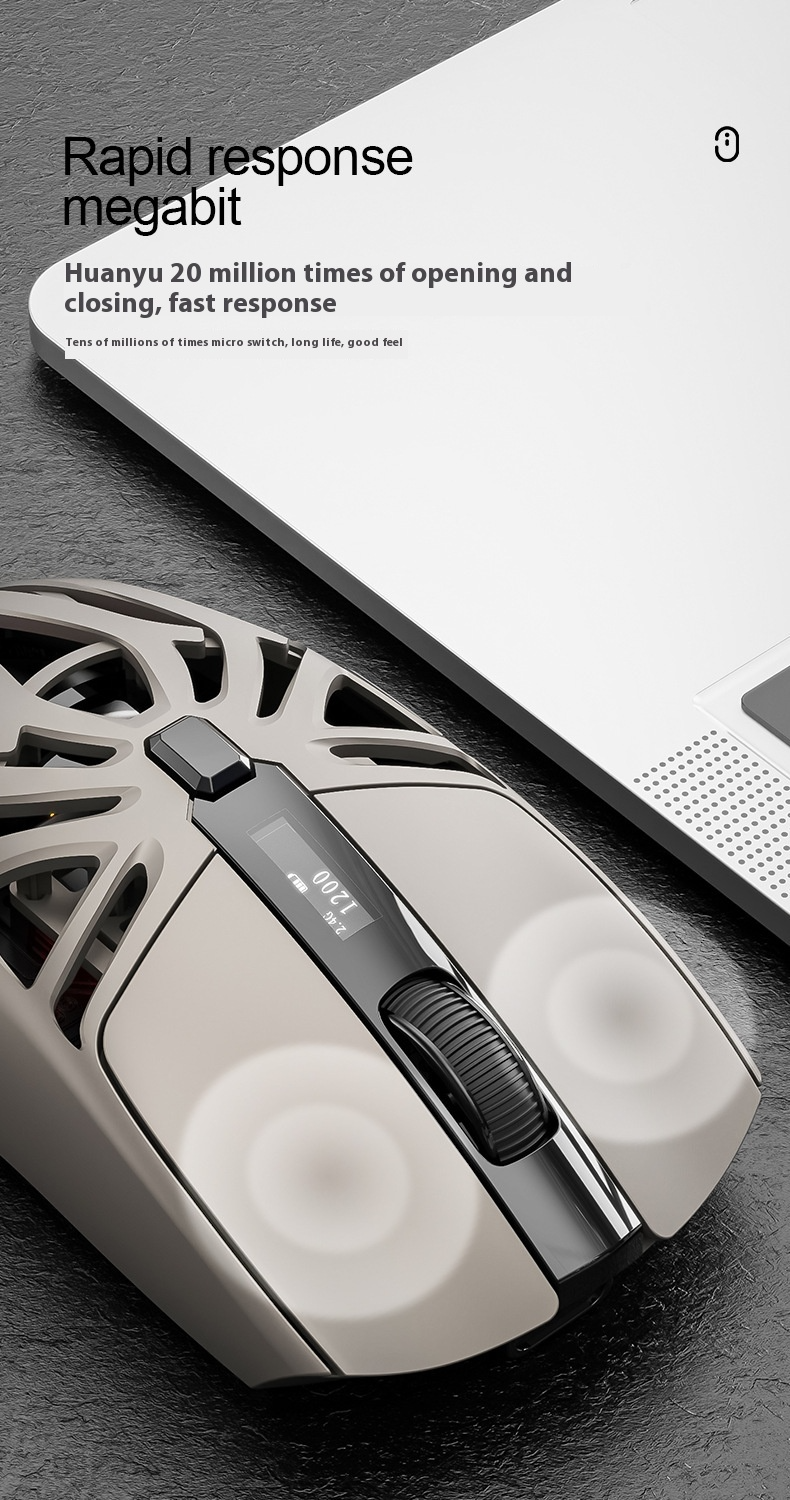 Mouse da gioco wireless Honeycomb - Leggero, 10000 DPI, tripla modalità, RGB, display digitale (2,4 G/Bluetooth/USB-C)_voghion.com