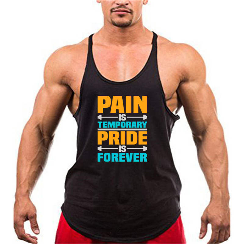 Trendy Summer Muscle Exercise Brother Men's Fitness Tank Top Elastic Pure Cotton Sling Racerback Tank Top_voghion.com
