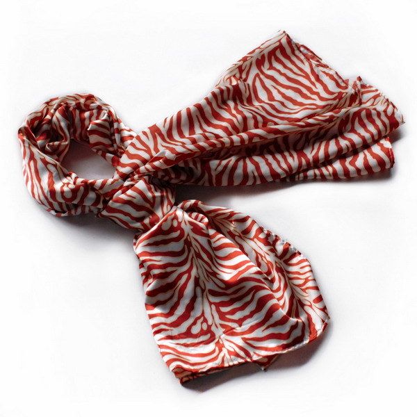 Blando Red Funky Zebra Animal Pattern super soft Silk Scarf/Wrap/Shawl(Small)_voghion.com