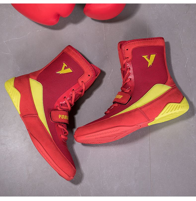 Herrenschuhe Neue atmungsaktive, rutschfeste High-Top-Trainings-Wrestlingschuhe für Herren, leichte, verschleißfeste Boxschuhe_voghion.com