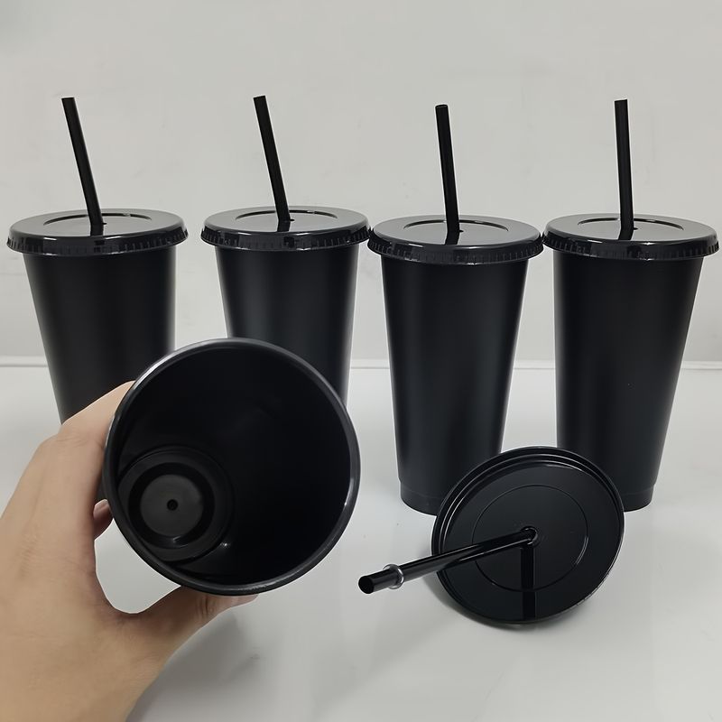 5pcs, 24.01oz Tumblers With Lids And Straws Reusable Plastic Cups Iced Coffee Large Water Bottle Party Cold Mug Summer D_voghion.com