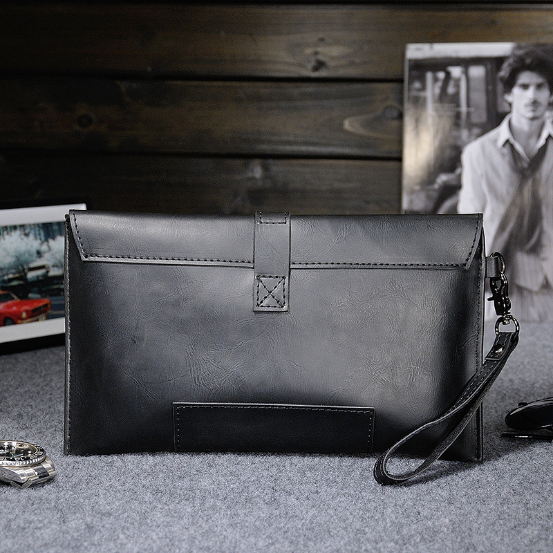 Retro Casual Clutchväska för män Personlig design Clutchväska Crazy Horse telefonväska i läder_voghion.com