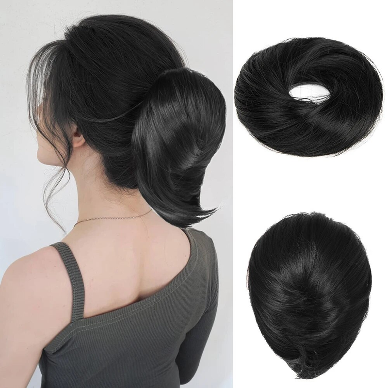 Elastische haarstukken Synthetische Rechte Chouchou Nep Knot Haarstukje Chignon Band Opgestoken Donut Voor Dames_voghion.com