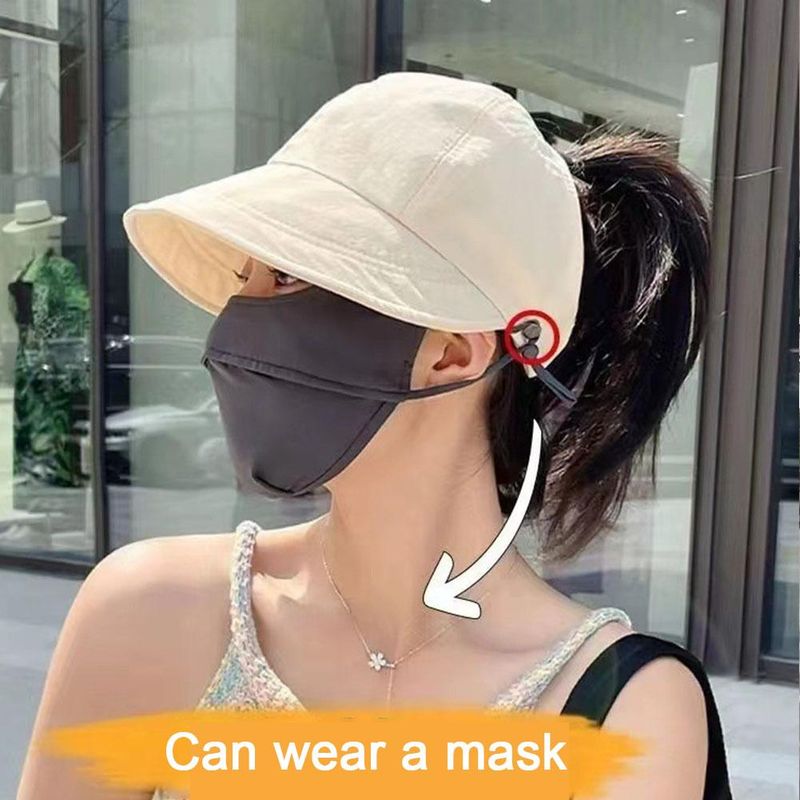 New Arrivals Summer UV Adjustable Drawstring Fisherman Cap Visors Portable Hats Brim Wide Foldable Sun Hat Protection N2P9_voghion.com