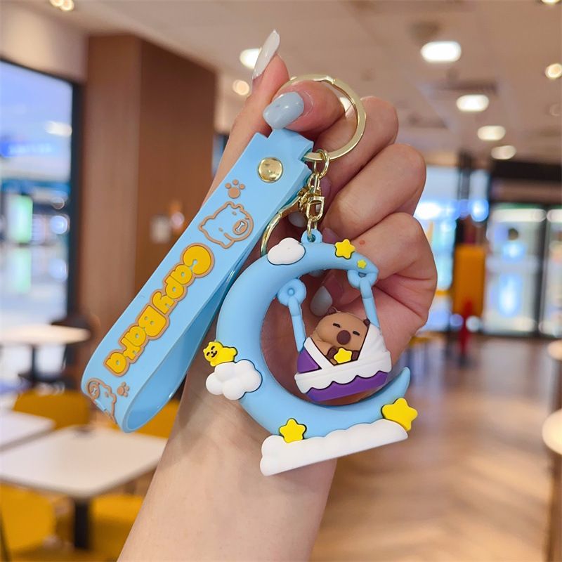 2025 New Capybara Cloud Swing Creative Keychain Exquisite Couple Backpack Pendant Small Gift_voghion.com