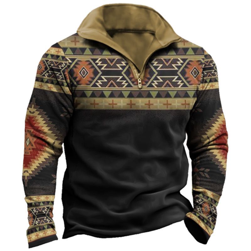 2025 Autumn Winter New Clothing 3D Digital Printing Casual Fashion Men's Long Sleeve Polo Shirt_voghion.com