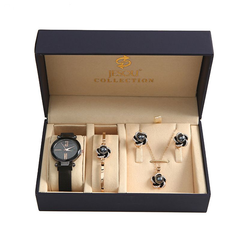 Chinese Valentine's Day Gift Korean Style Ins Wind Watch Bracelet For Girls Simple Fashion Wristwatch Five-Piece Set_voghion.com