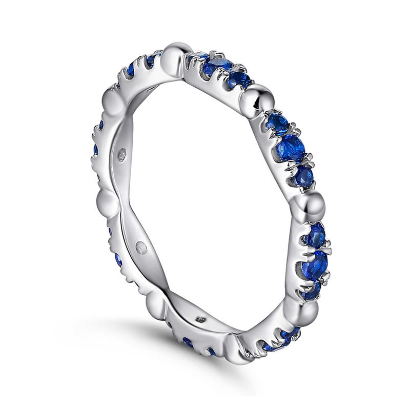 Anello con zircone blu e diamanti - Anello in argento 925 stile acquamarina (montatura completa di diamanti)_voghion.com