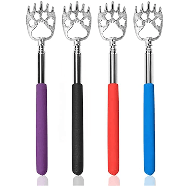 4 Pack Portable Extendable Telescopic Bear Claws Metal Back Scratchers/Hand Massager/Backslap With Rubber Handles_voghion.com