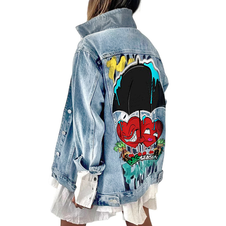 herenkleding jas denim net rode jas dames herfst en winter honkbaluniform Amazon jas_voghion.com