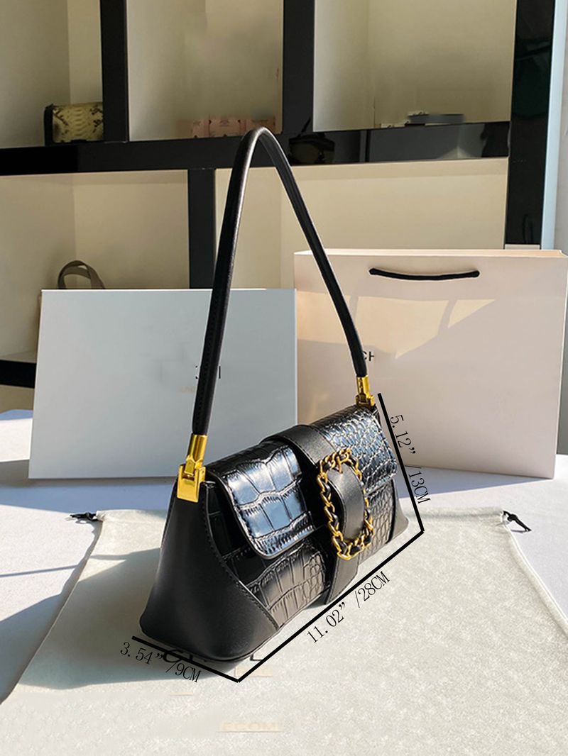 Damentaschen Temperament Modetrend All Match Doppelte Farbnähte Hochwertiges Pferdekutschenmuster Damen Unterarmtasche Handtasche_voghion.com