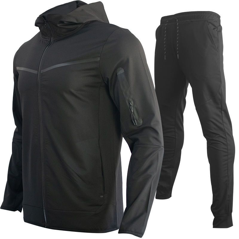 Lente en herfst complete set heren sportjas sweatshirt mouwen lange broek contrasterende cardigan capuchon los pak_voghion.com