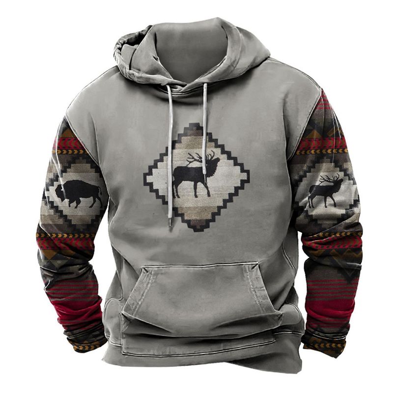 Maglione con cappuccio da uomo, popolare maglione 3D con cappuccio, corda e tasca_voghion.com