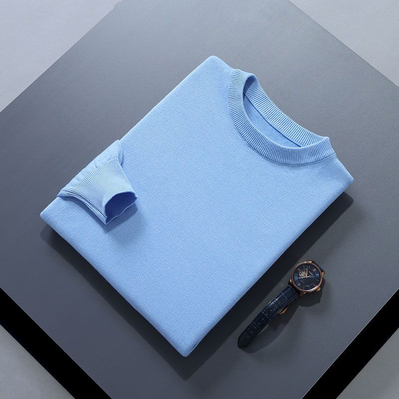 Herbst Winter Neue Herren Rundhals Casual Pullover Lose Plus Größe Einfarbig Langarm Pullover Innere Strickwaren_voghion.com