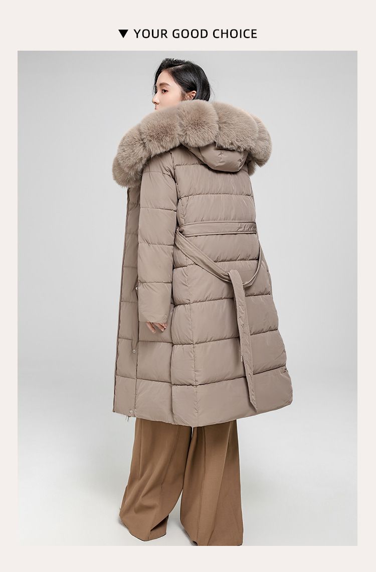 Luxuriöser Parka mit abnehmbarer Kunstpelzkapuze – Knielanger gesteppter Puffermantel (Khaki/Schwarz/Creme/Kaffee, M-XXL)_voghion.com