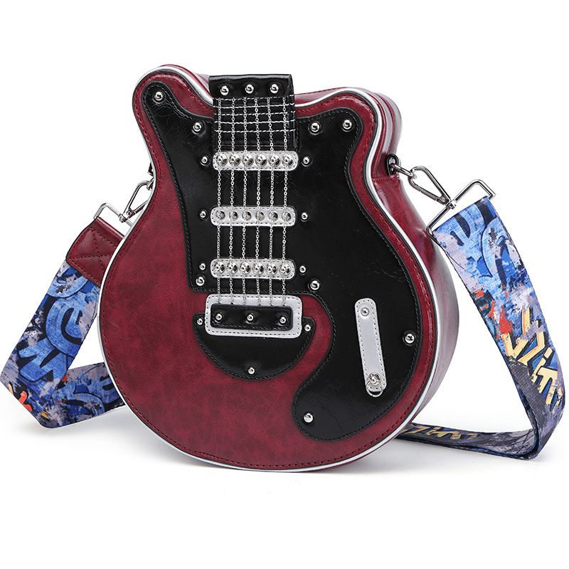 Borsa da donna creativa, unica e fatta a mano, a forma di chitarra, con tracolla singola, 2024_voghion.com