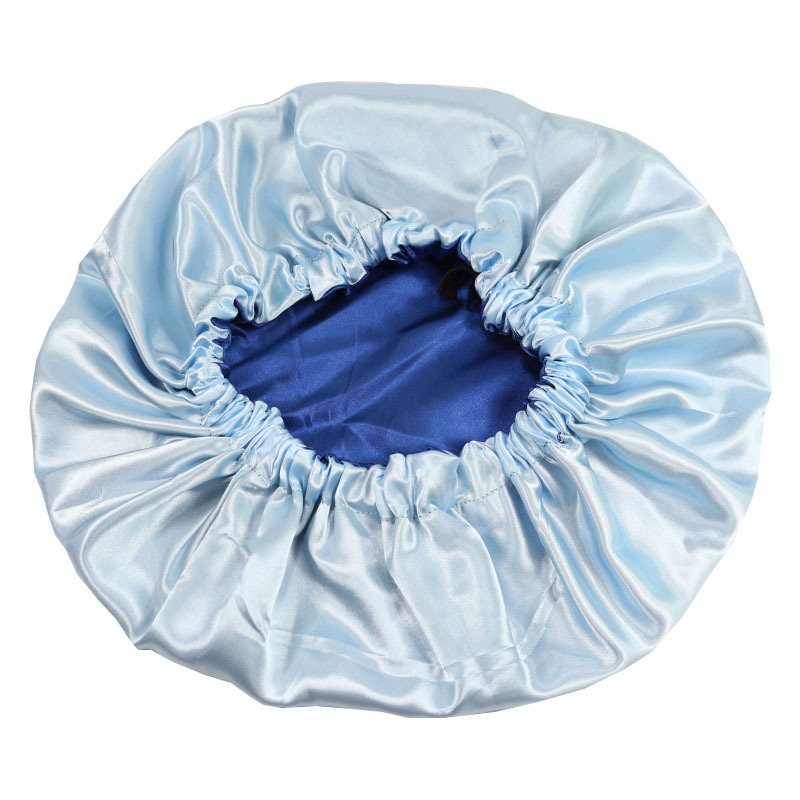 Berretto da notte in seta da donna, berretto nero in raso riccio, fibbia giapponese, regolabile, traspirante, caldo, rotondo_voghion.com