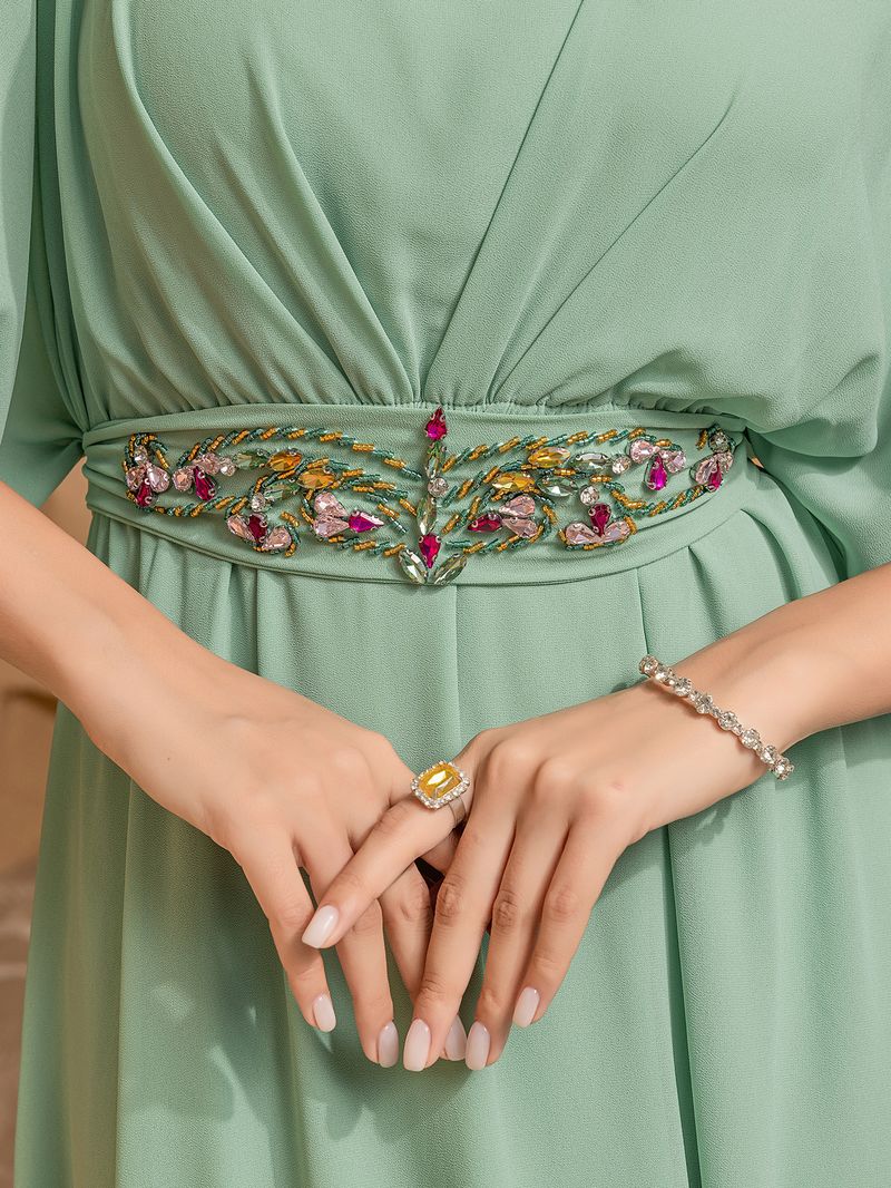 Dametøj Ensfarvede Elegant Swing V-hals kjole_voghion.com