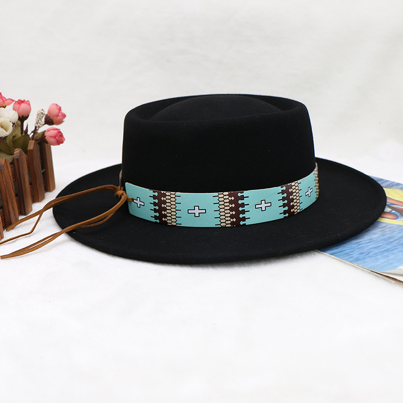 cappello da cowboy da festa da donna con top in lana e nylon ad anello, cappello a cilindro riccio in stile europeo e americano_voghion.com