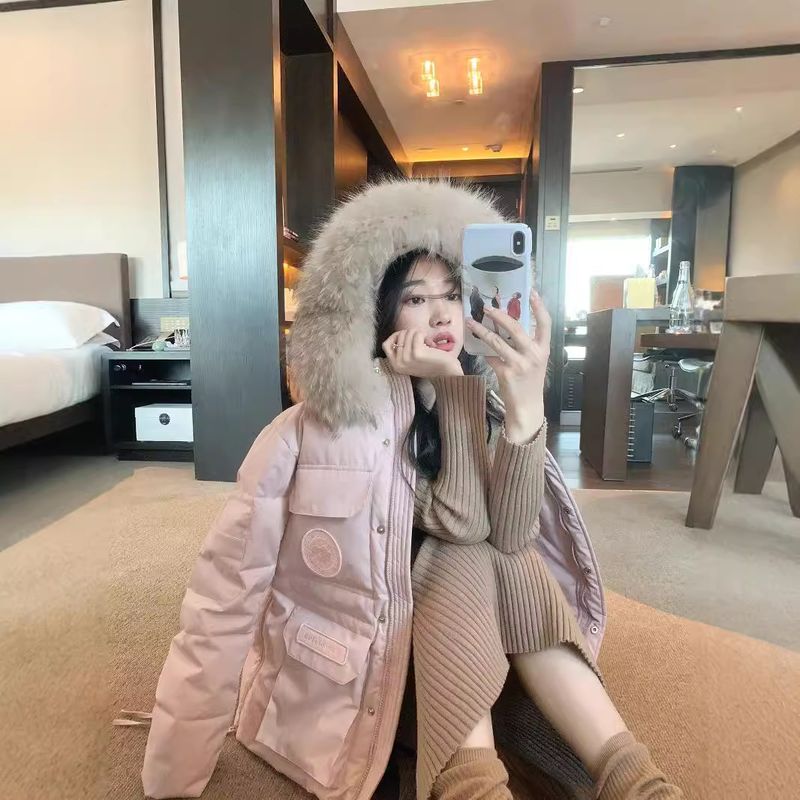 Giacca invernale da donna Parker Workwear Extreme Cold Series Three Proof in vera pelliccia di procione 90% piumino d'anatra bianco_voghion.com