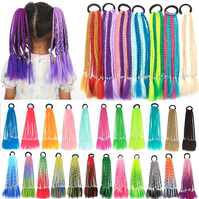 Sintētiskā gradienta krāsa, netīra pīta zirgaste, varavīksnes 30 cm elastīga gumijas lente, zirgastes matu pieaudzēšana meitenēm_voghion.com