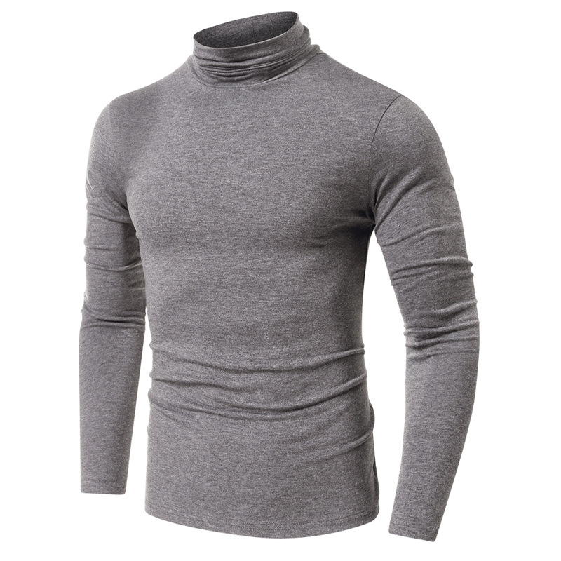 Herren-T-Shirt mit hohem Halsausschnitt und schmaler Passform, langärmliges Thermo-Basishemd aus weichem, gebürstetem Polyester, einfarbig, lässiges Oberteil für alle Jahreszeiten_voghion.com