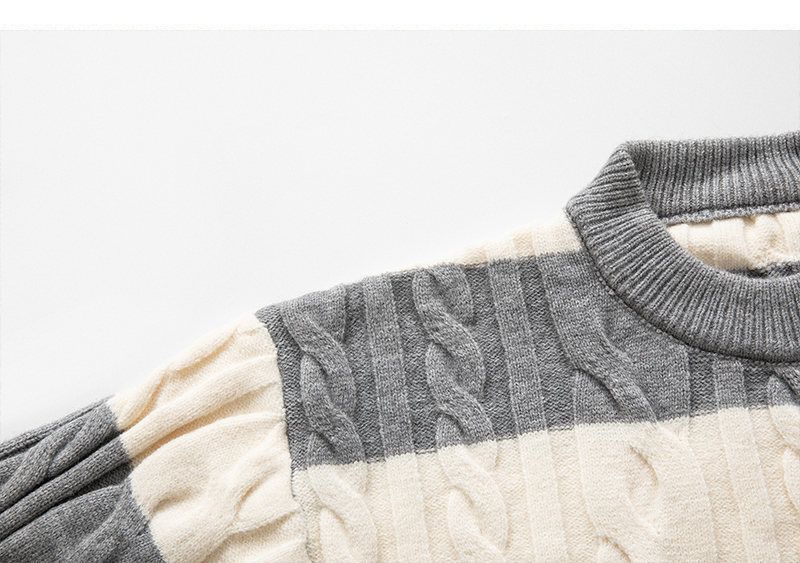 Men's Clothing 2024 autumn and winter new European and American men's round neck sweater striped casual knitted bottoming shirt _voghion.com