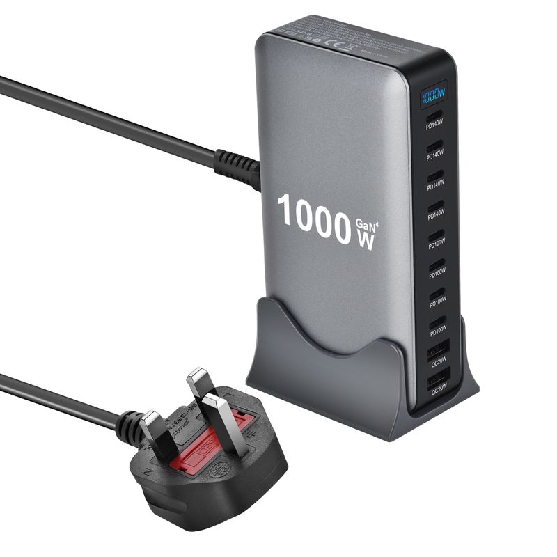 1000Gan Desktop 10-Ports USB Typ C PD3.1 Ladegerät Schnellladung für iPhone 17 16 Samsung S24 Xiaomi Laptop_voghion.com