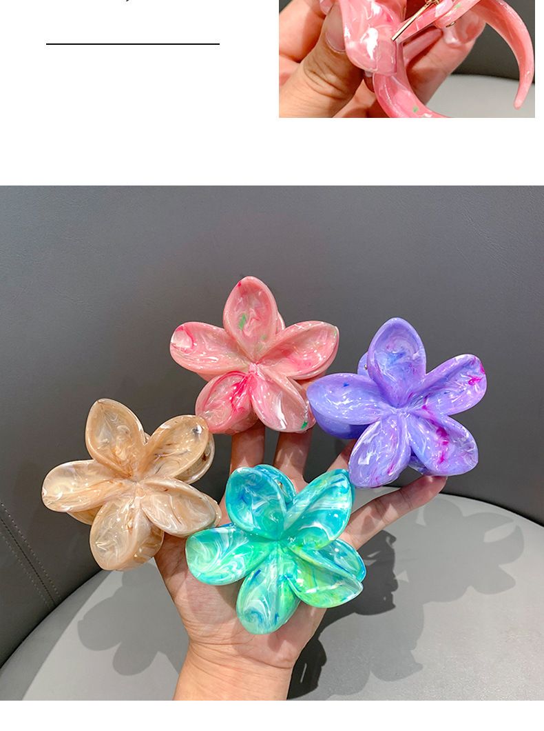 Accesorios Frangipani colorido para la nuca de mujer, pinza para el pelo de tiburón atado a la mitad, horquilla con temperamento, tocado_voghion.com