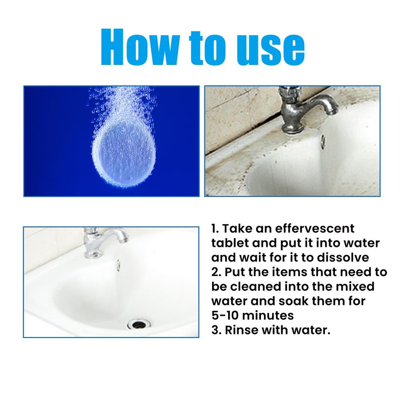 Jakehoe Multi-Surface Cleaning Effervescent Tablets, Cooktop Tile Bathroom Kitchen Mildew Stains Clean And Clean_voghion.com