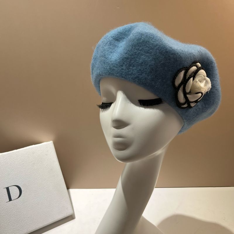 Berretto in lana per adulti, stile francese, piccolo, profumato, stile camelia, artista, moda, semplice, versatile, cappello ottagonale_voghion.com