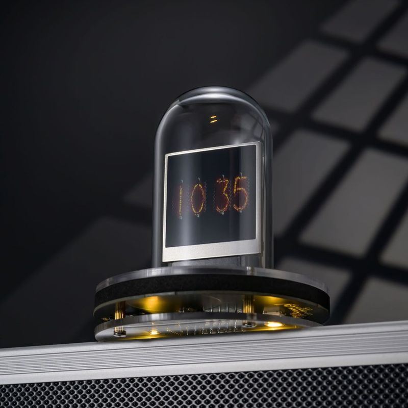 Retro Nixie Tube-Style Smart Clock – Bitcoin Ticker & Weather Display With Page-Turning Animation Night Light_voghion.com