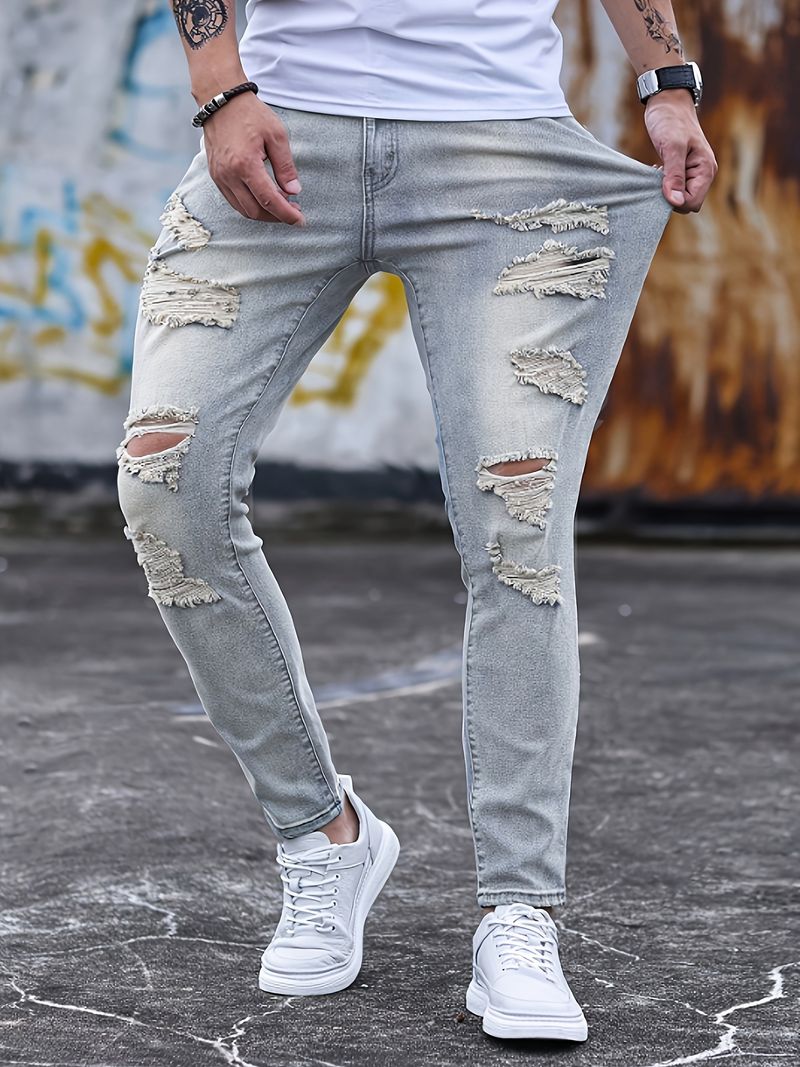 Basis herre skinny tight ripped denim nye herre skinnybukser_voghion.com