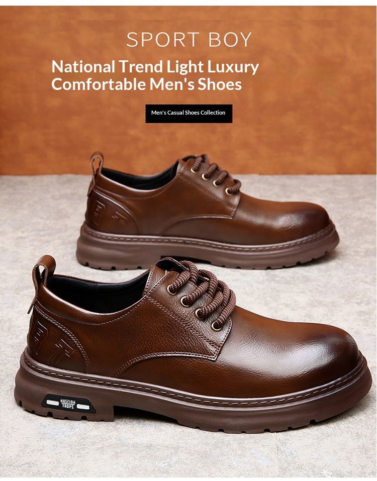 Voyage Spring Derby da uomo, stivali bassi Martin, stile britannico, punta arrotondata, scarpe da lavoro nere con suola spessa, casual in pelle_voghion.com