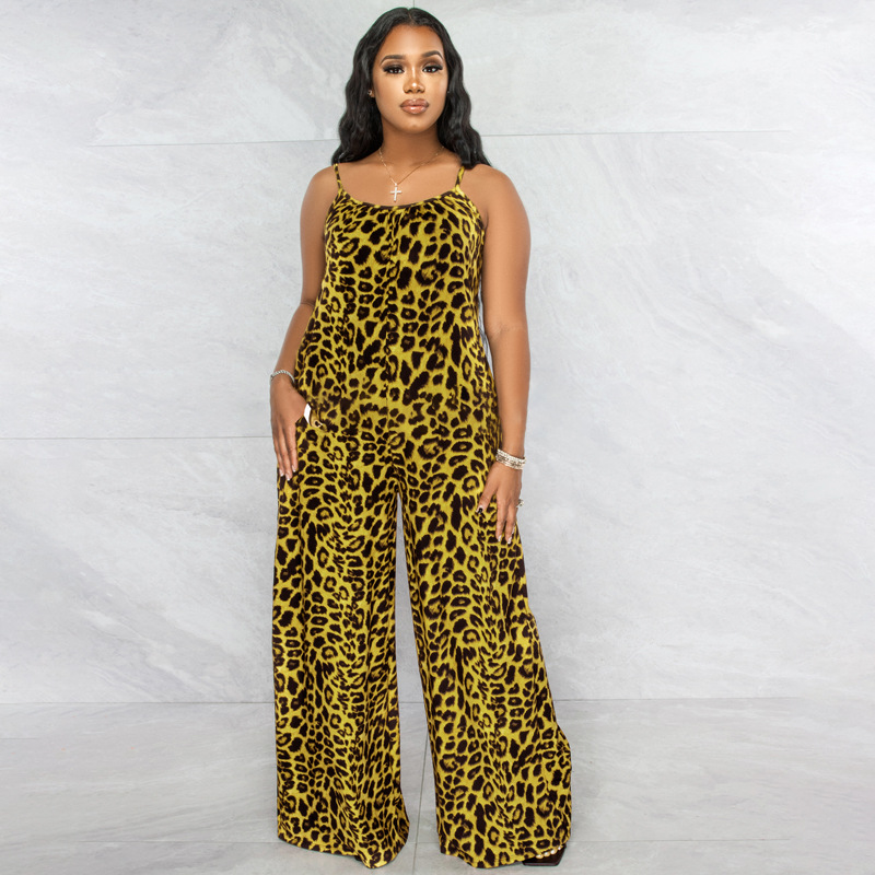 New Summer Leopard Print Casual Plus size Jumpsuit_voghion.com