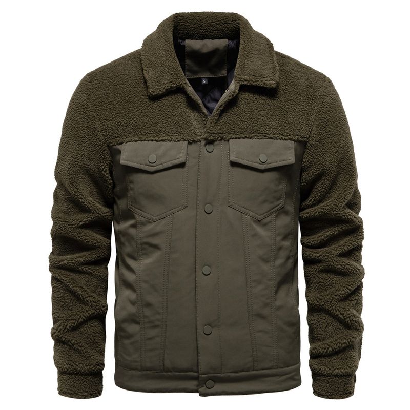 "Herren Patchwork Lammwolljacke – Herbst- & Wintermantel in europäischer Größe mit lässigem Cross-Border-Style (Schwarz/Khaki/Grün/Dunkelblau, S-XXL)"_voghion.com