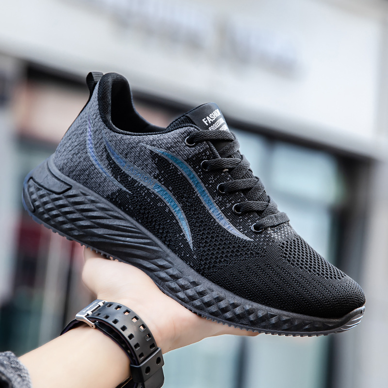 New Men's Trendy Mesh Breathable Casual Sneakers Lace-up Soft Sole Low-top Running Shoes_voghion.com