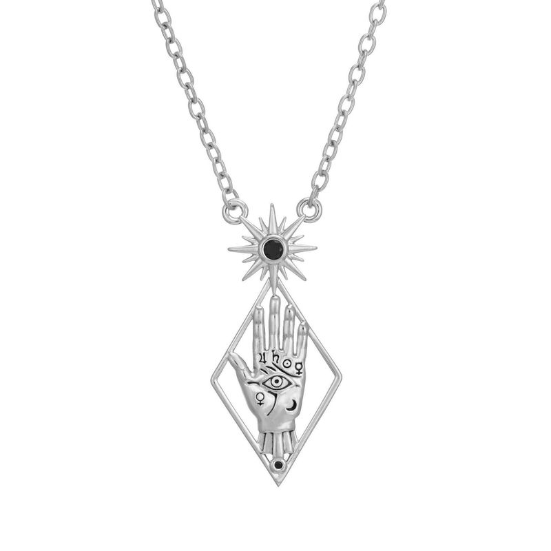 Set di collana e orecchini con simbolo della luna e dell'occhio in stile gotico scuro, pendente in acciaio inossidabile con catena a maglie circolari, placcatura sotto vuoto in oro/argento 18 carati._voghion.com