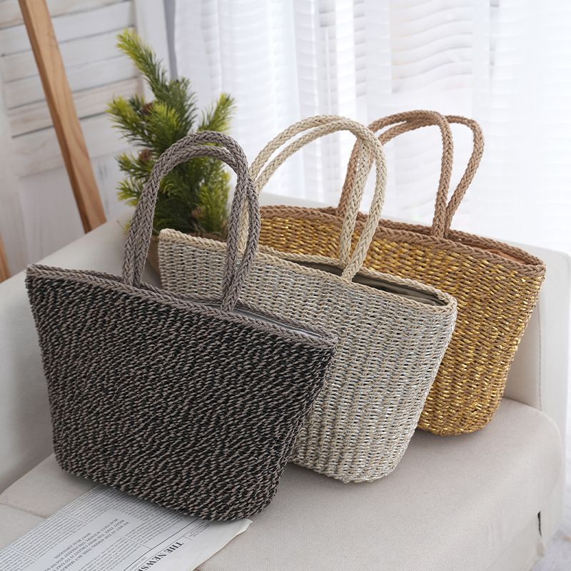 Stroh Für Frauen Sommer Neue Pastoralen Stil Gewebte Schulter Einfache Große Kapazität Handtasche Strand Tasche Nischen Design_voghion.com