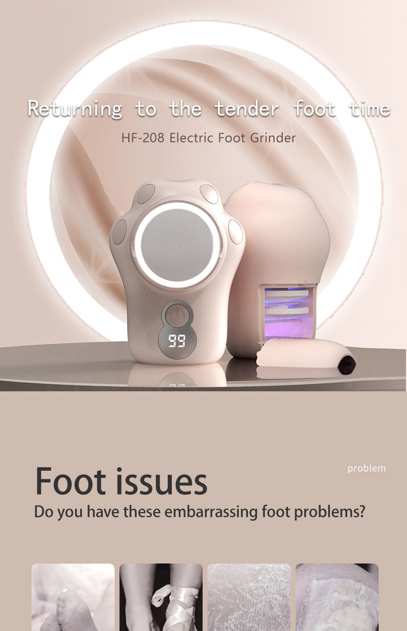 Moedor de pés elétrico, removedor de mini pedicure inteligente, máquina de pedicure recarregável para uso doméstico_voghion.com