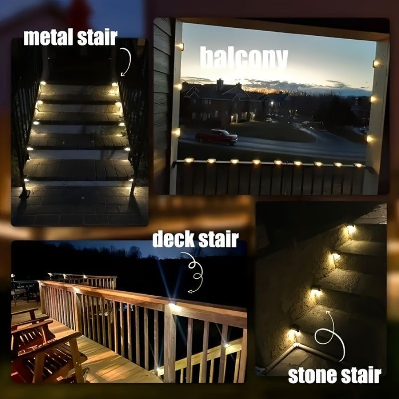 Per luce solare da esterno a LED da 16 pezzi, adatta per campeggio, terrazze, luce solare, balconi, ricarica, primavera, gradino, luce esterna_voghion.com